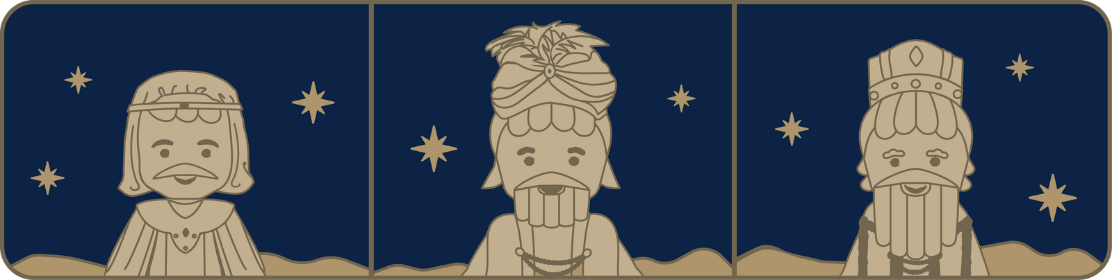 Three wise men in gold and blue