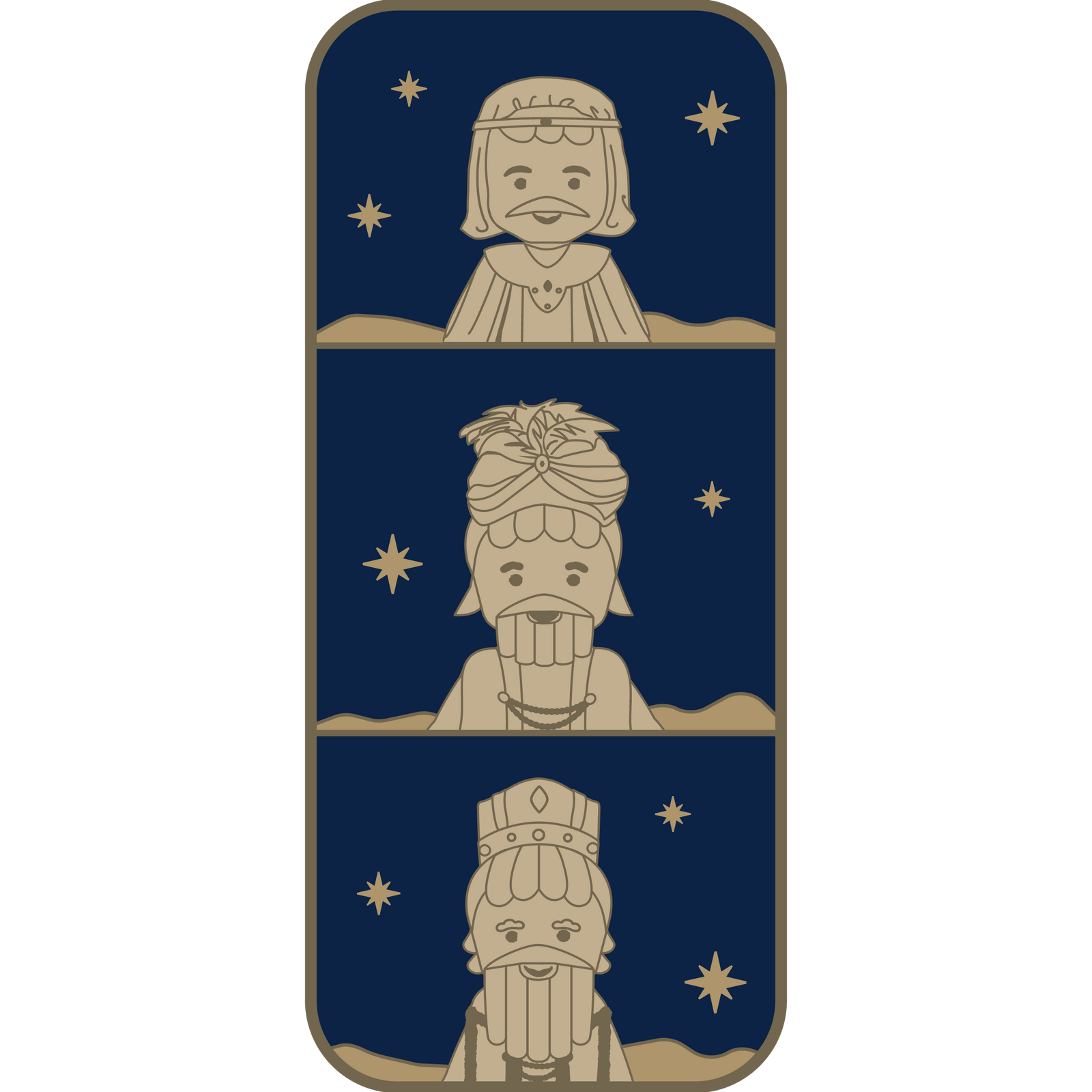 Three wise men in gold and blue